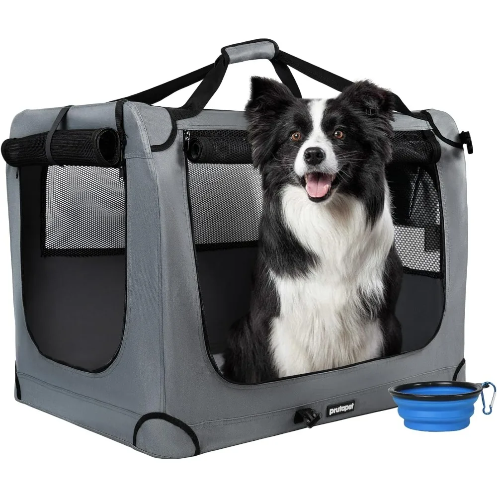 

Large pet Carrier 32"x23"x23" Soft-Sided Portable Pet Crate for Car Traveling with Collapsible Bowl, Dogs Carriers