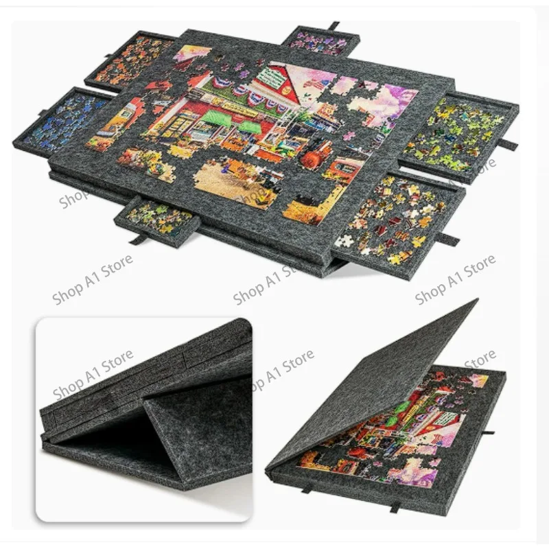 Puzzle table board folding with bracket lid drawer portable children's three-dimensional puzzle pad classification felt