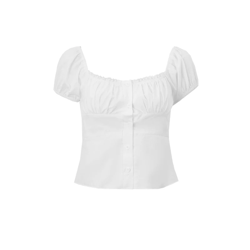 Candyhot Temperament Casual Y2K Backless Crop Tops Summer Square Neck Raglan Sleeve Button Fit Tube Top Vacation Women's Vest image 5