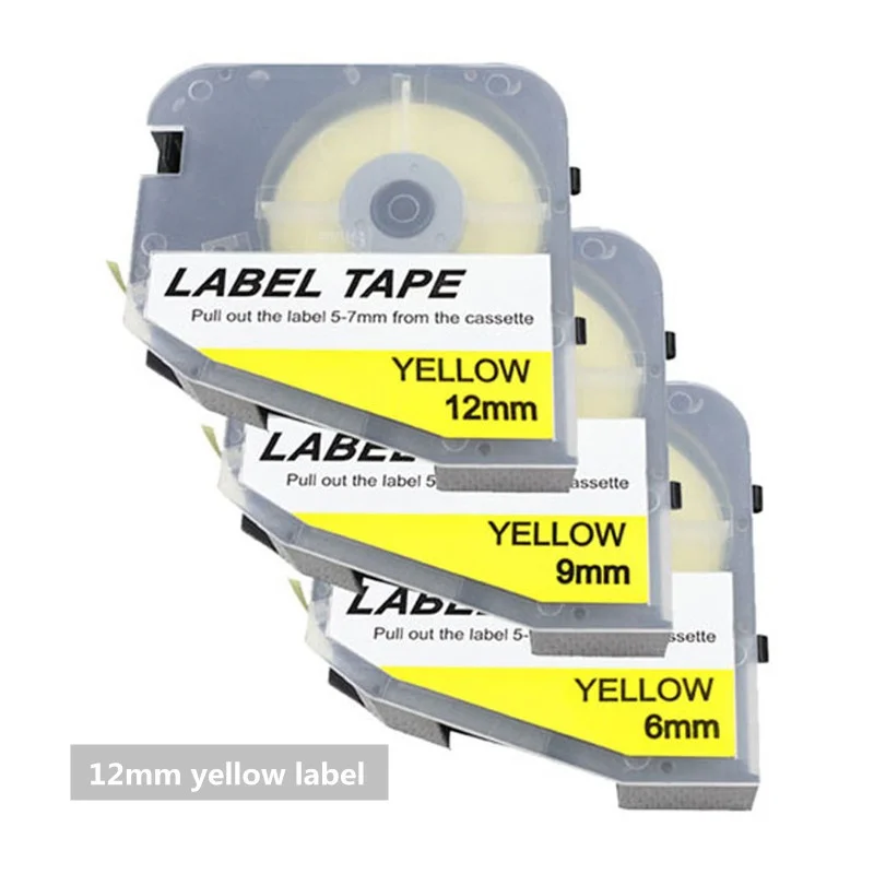 

Yellow Cassette Label Tapes lm-412y(12mmX8m) LMARK Ink Ribbon Printer Sticker For Tube Marking Machine LK-350,lk-320p