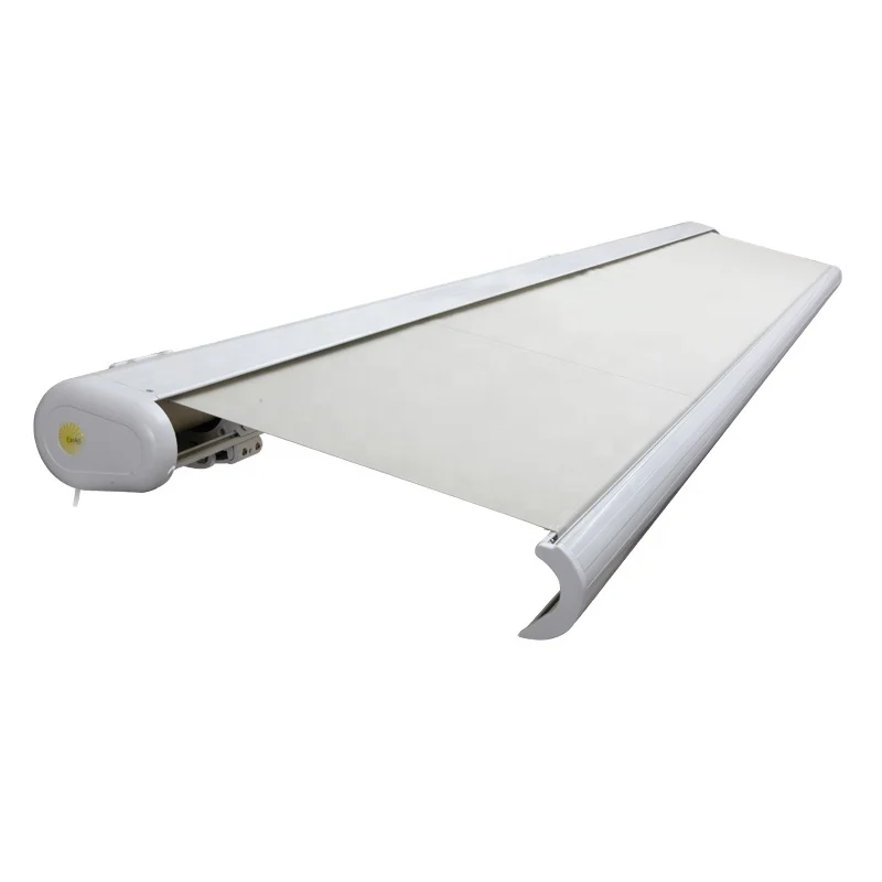 Outdoor Full Cassette Retractable Awning Folding Arm Awning  with LED Light  Motorized with Remote Control Awning  Customization