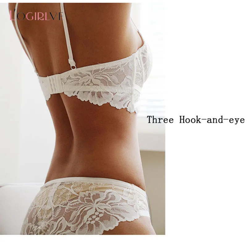 Logirlve Ultra-thin Bra Set Lingerie Push Up Brassiere Embroidery Lace Underwear Set Sexy Straps Panties For Women underwear