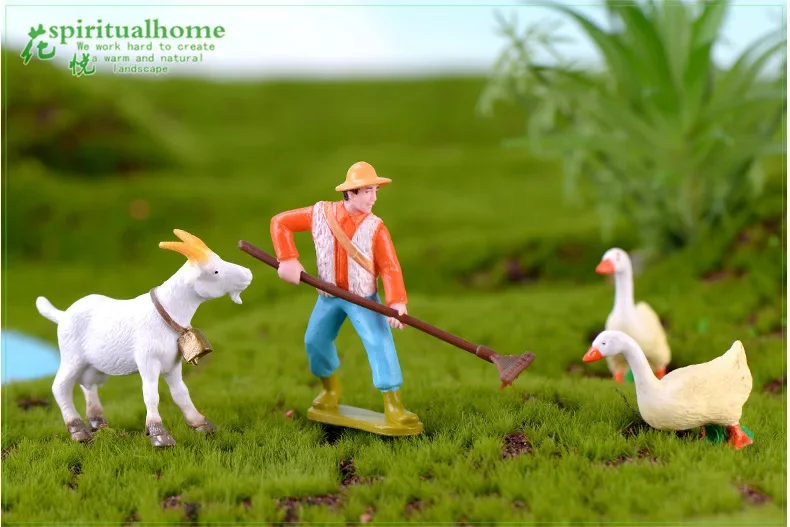 Farm PVC Craft Gift Landscape DIY Plastic Animal Decoration Farmer Horse Cow Animal Miniature Figurines Modern Home Decoration