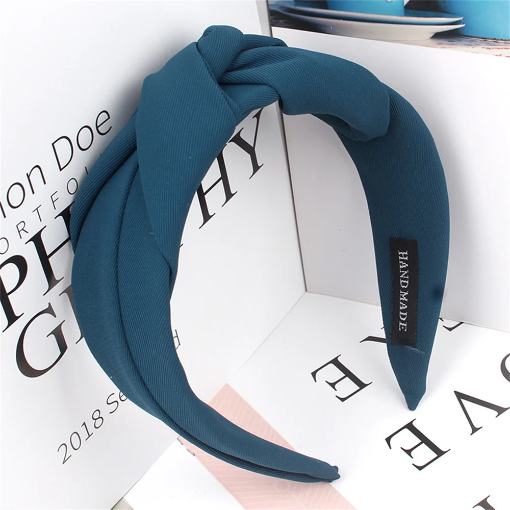 Solid Fabric Knotted Wide Hairbands For Women Girls Headbands Fashion Hair Hoop Bands Female Elastic Hair Bands