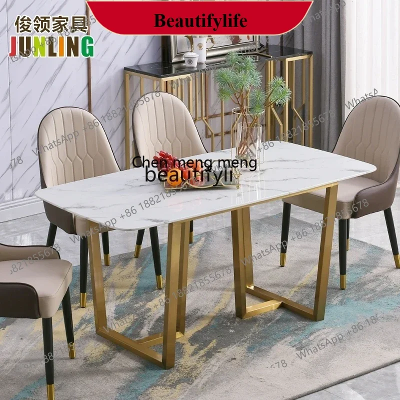 z183  Nordic light luxury stainless steel marble dining table and chair combination modern simple small apartment home, dining t