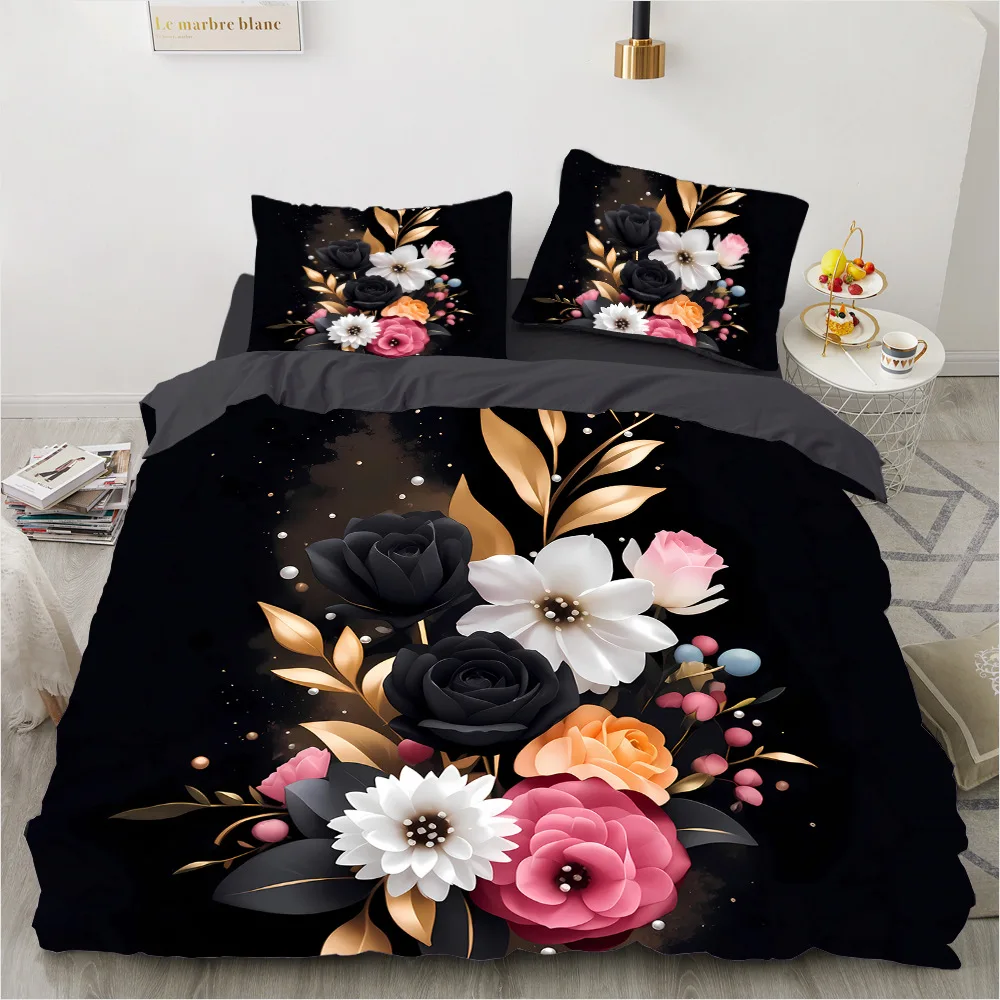 2/3pcs bedding set Digital Print Comfortable Duvet Cover for Home Bedroom Decoration, 1 Duvet Cover and 2pillowcase with Zippers