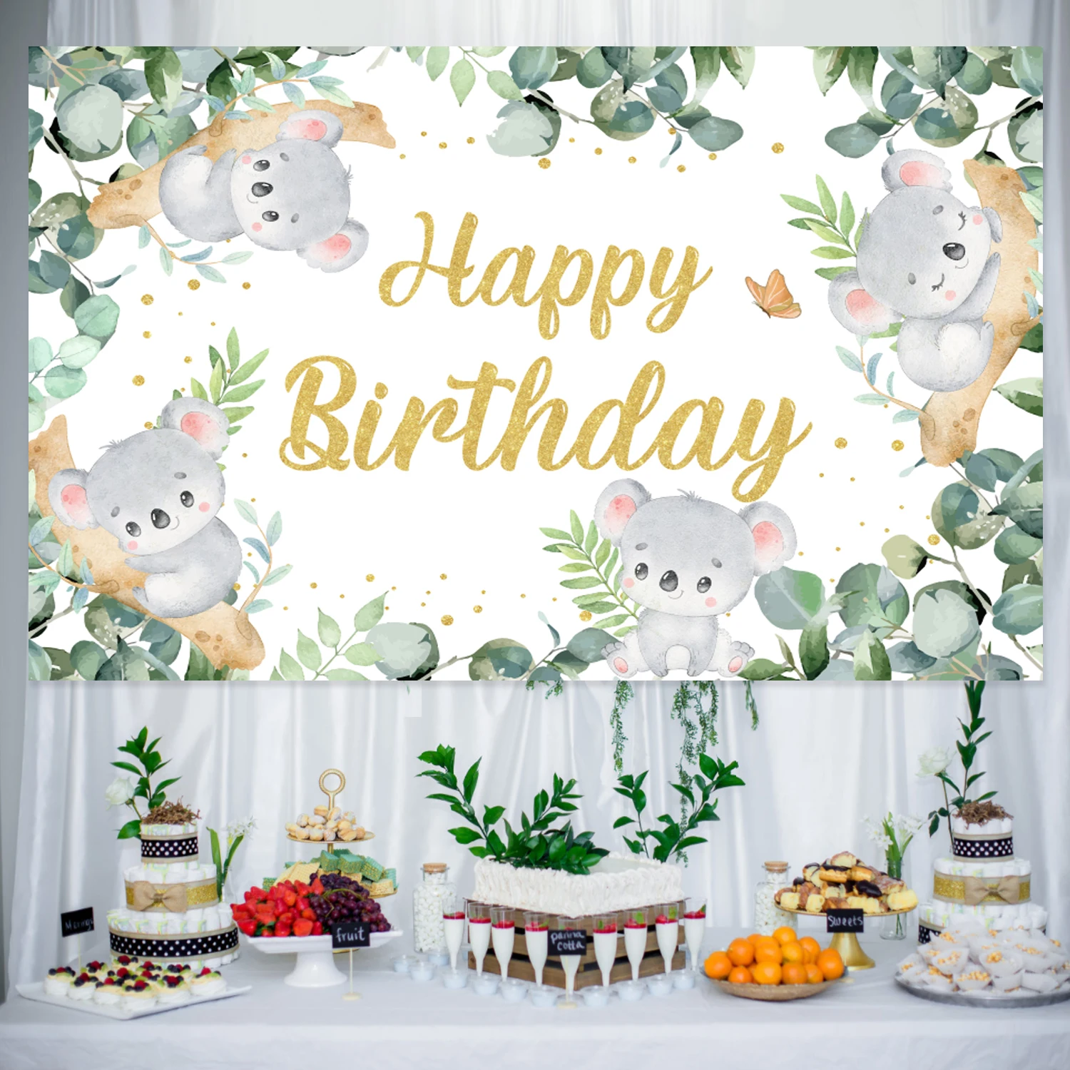 Koala compleanno sfondo decorazione della festa per ragazzi ragazze Koala Banner fotografia sfondo Koala tema forniture per feste di compleanno