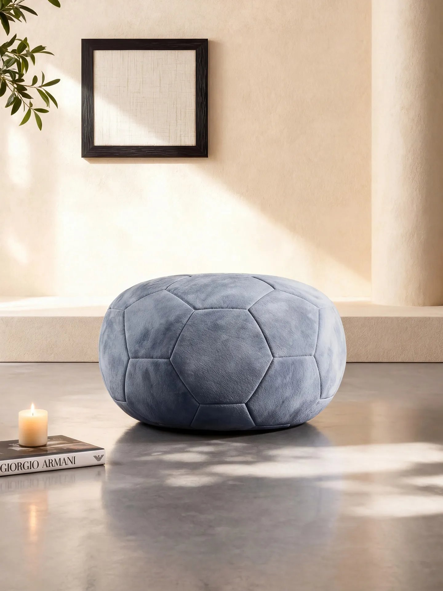 Italian light luxury creative art matte leather living room football stool home shoe change stool dressing cloakroom