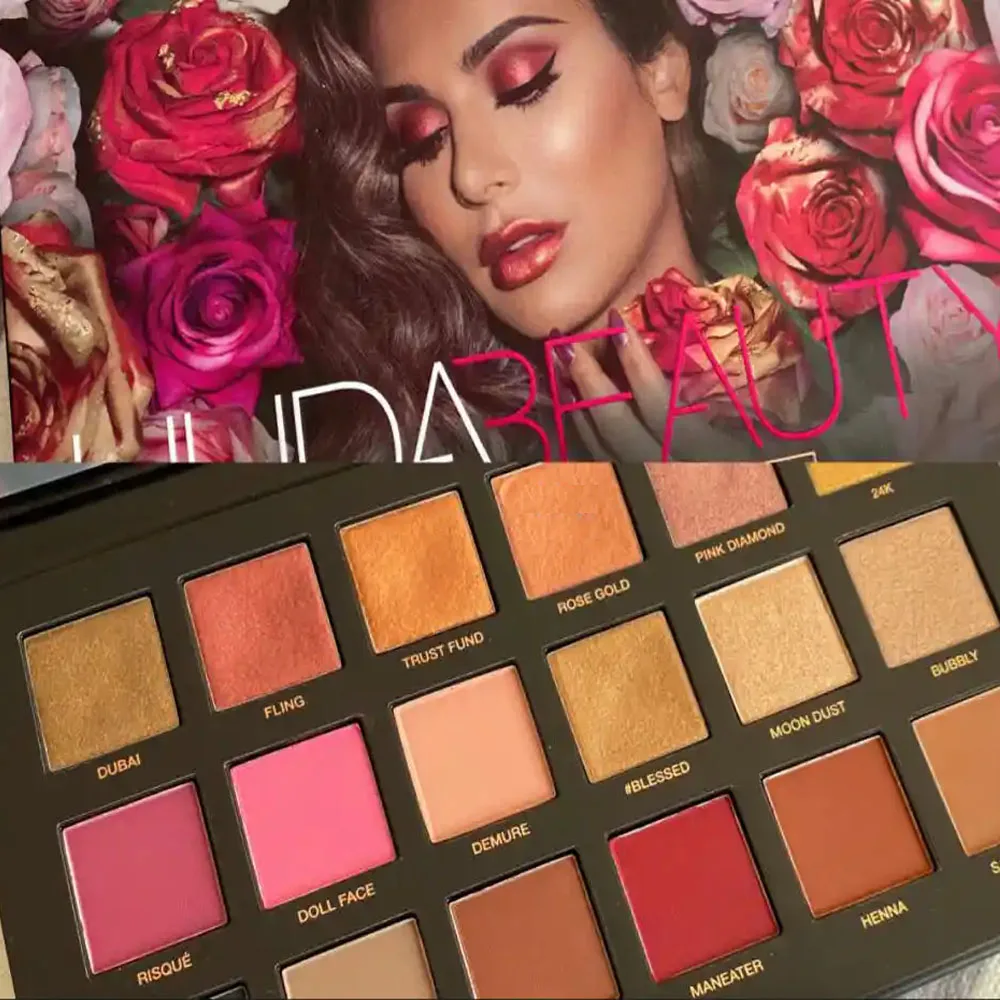 18 kolorów w 1 paletce cieni do powiek Rose Gold Eye Makeup HUDA New Nude PALETTE Matte Charming Shimmer Makeup Glitter Shadow Powder