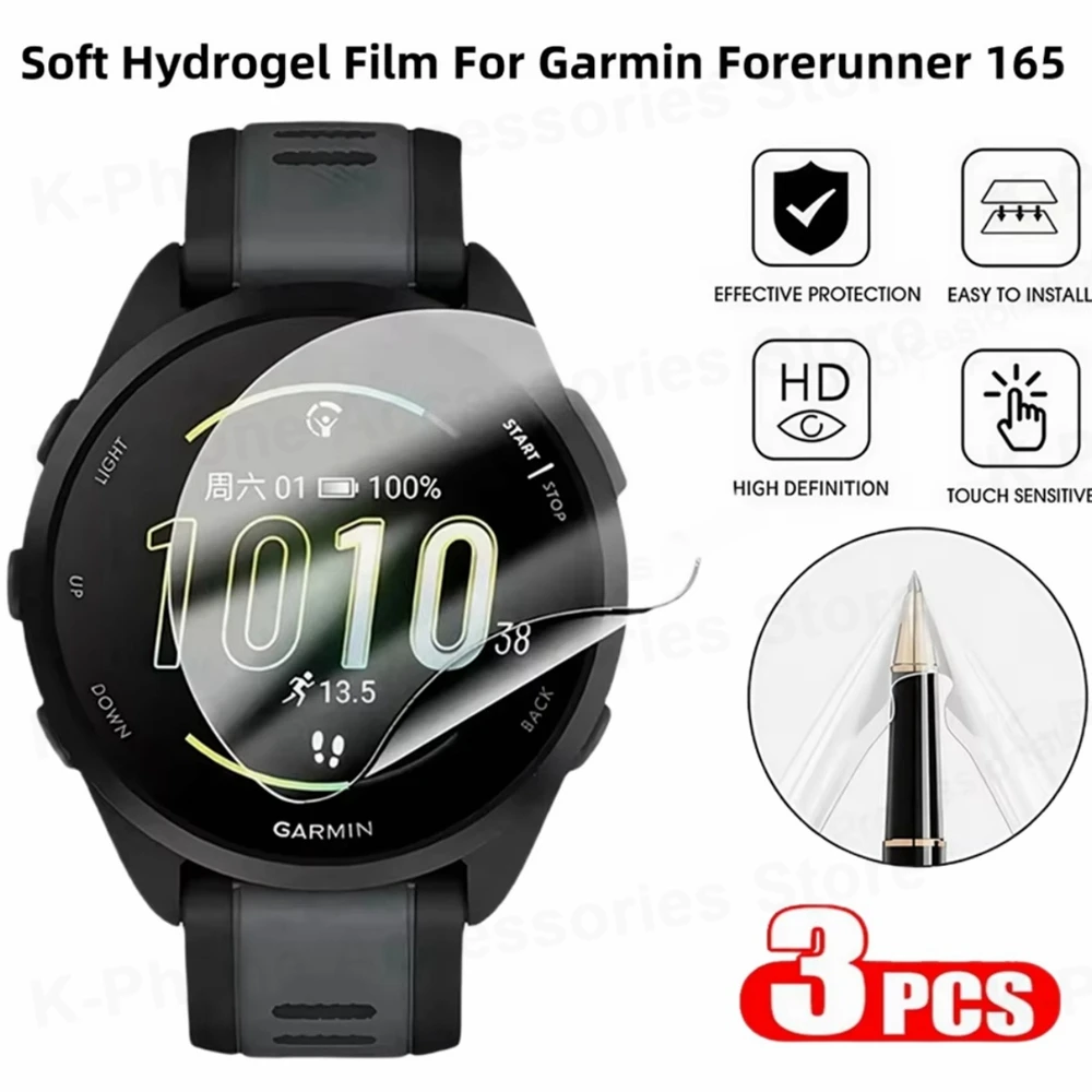 3Pcs Soft Hydrogel Protective Film For Garmin Forerunner 265 165 965 265s 945 255 Screen Protector Not Glass Film