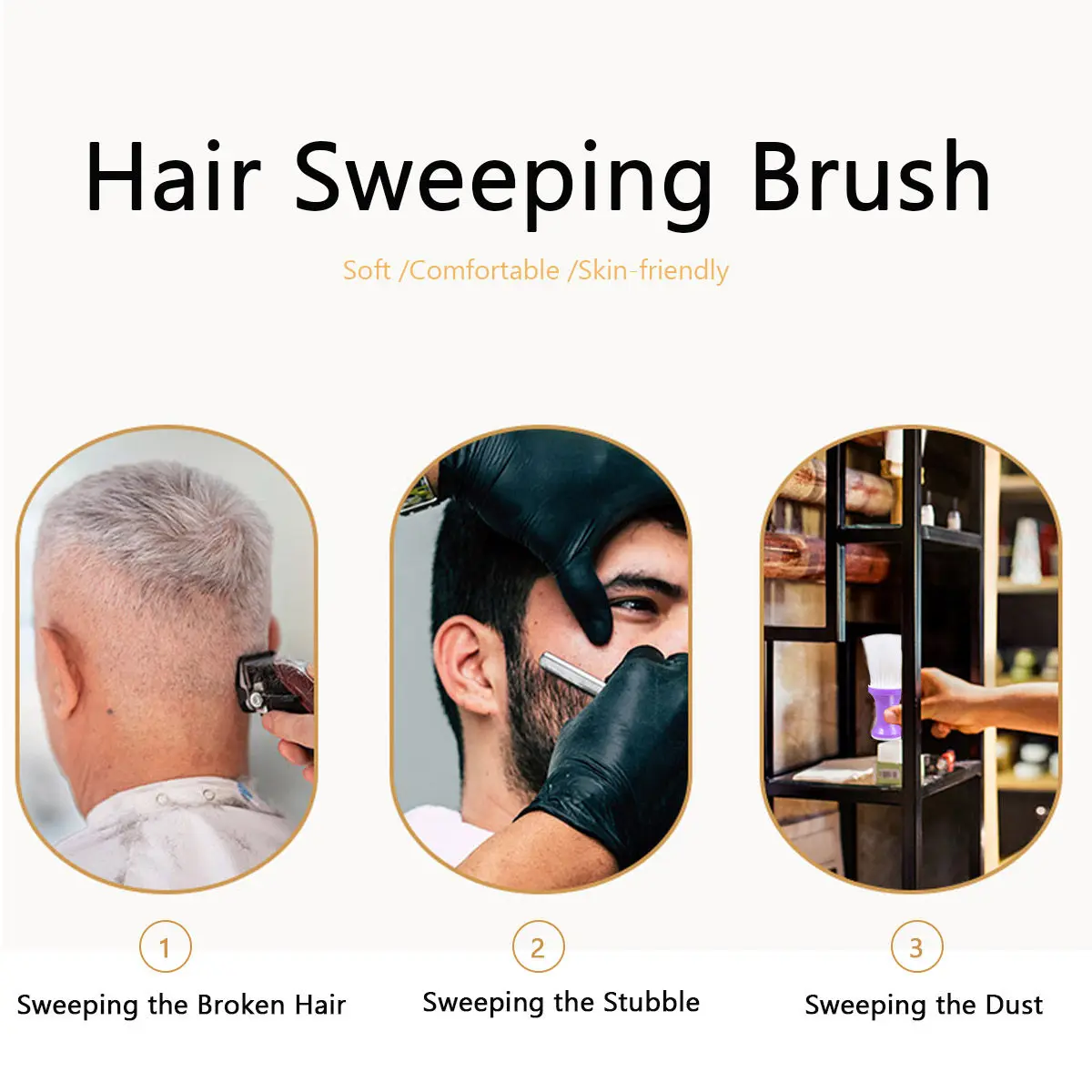 1Pcs Professional Hair Cleaning Brush Portable Fiber Hair Sweep Brush for Shaving Haircut Dusting Ears Neck Line Barbers