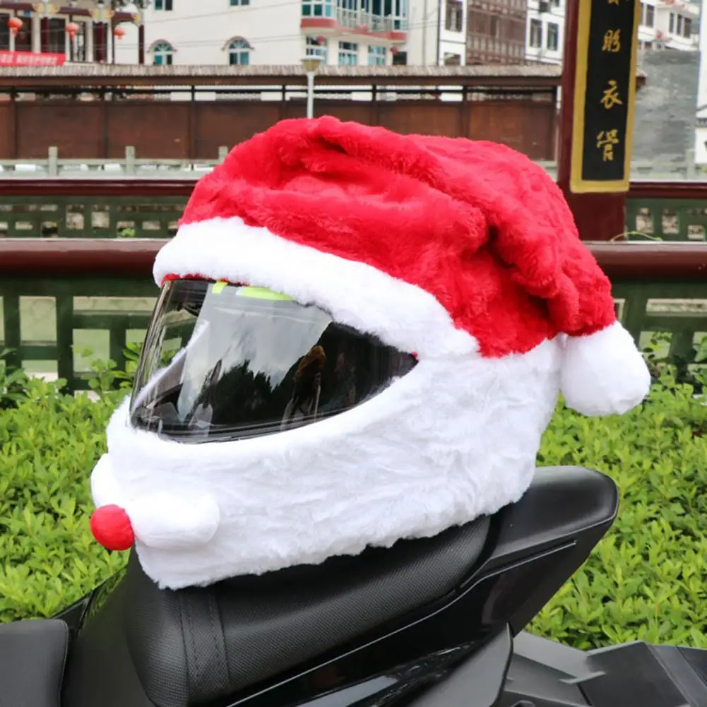 

Santa Helmet Cover Festive Motorcycle Helmet Covers Santa Claus Pumpkin Panda Christmas Halloween Plush Motorbike for Holiday