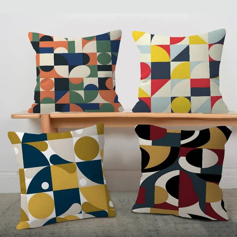Colorful Abstract Geometric Pattern Decorative Room Aesthetics Pillow Case Home Decor Bedroom Sofa Bed Couch Pillow Cover 45x45
