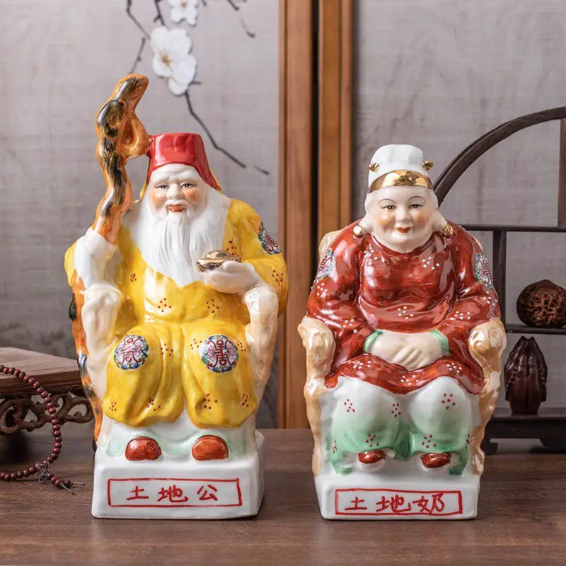 1pc Ceramic Land Public Land Bodhisattva Buddha Statue Decoration Home Furnishings Worship of Characters Crafts