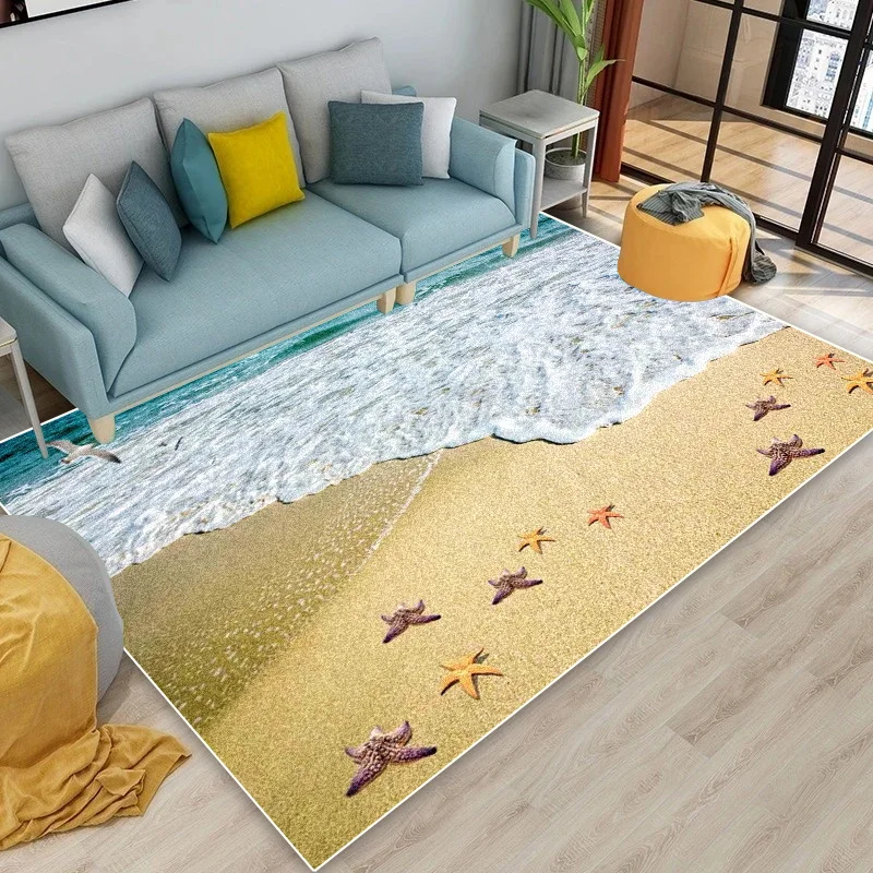 NONE 3D-Teppiche mit Meer, Landschaft, moderne Dekoration, Zuhause, großer Teppich, Wohnzimmer, Sofa, Bereich, Teppich, Schlafzimmer, Lounge, Bodenmatte, waschbar 3