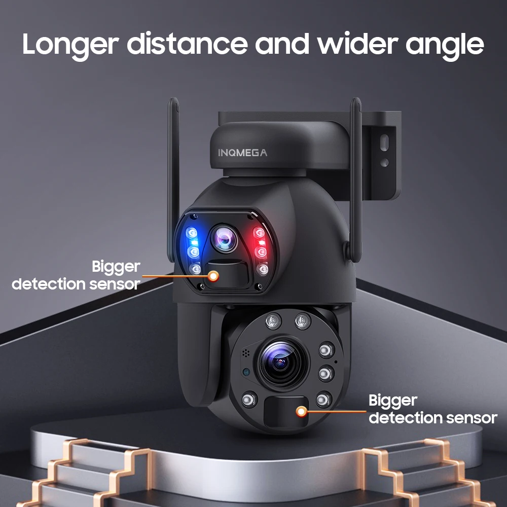 INQMEGA 6MP Wifi Solar Camera 10x Zoom Dual View 4G Solar Cell PTZ Camera Human Detection Metal Housing Anti-vandal wifi camera