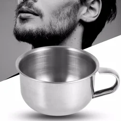 5pcs Stainless Steel Shaving Bowl Cup Shaving Razor Contaioner Barber Brush Cleaning Soap Mug Shaving Bowl with Handle