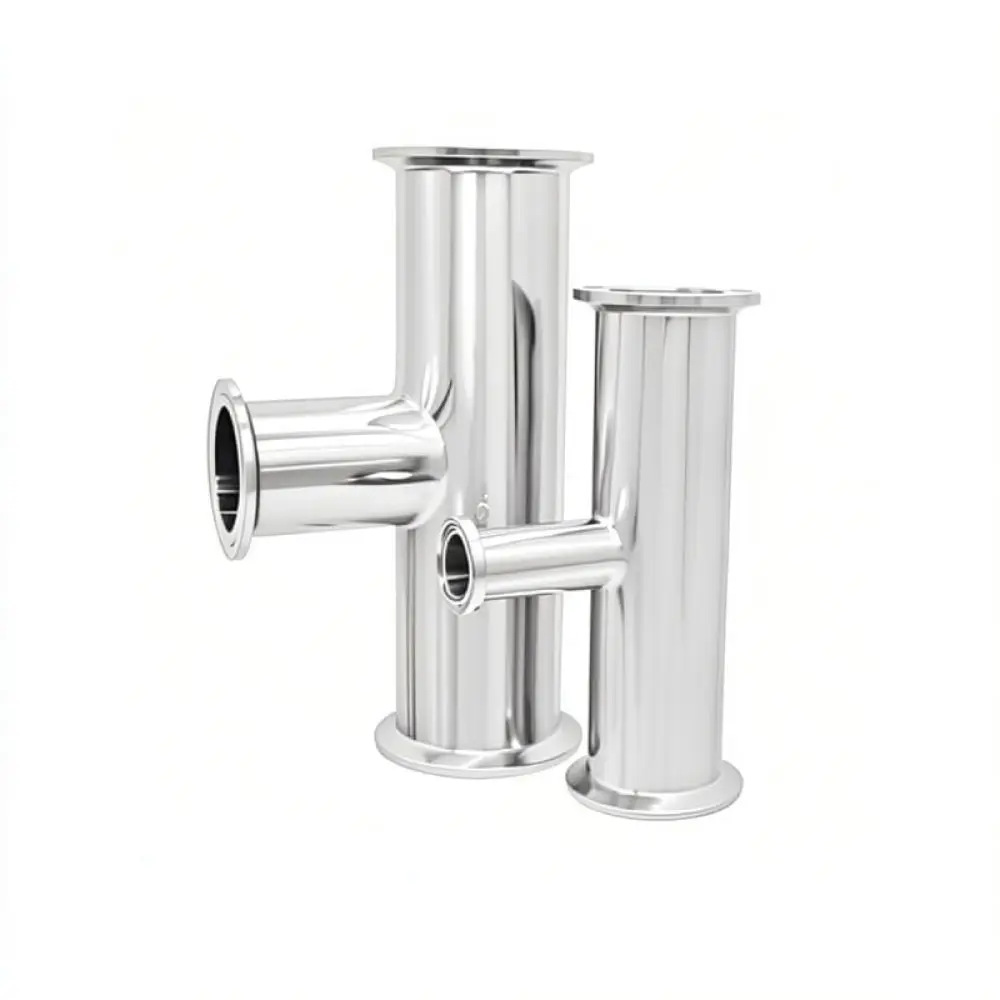 316L Stainless Steel Sanitary Reducing Tee Pipe Fitting Tri Clamp Connector Mirror Polished For Yonge Water Treatment Line