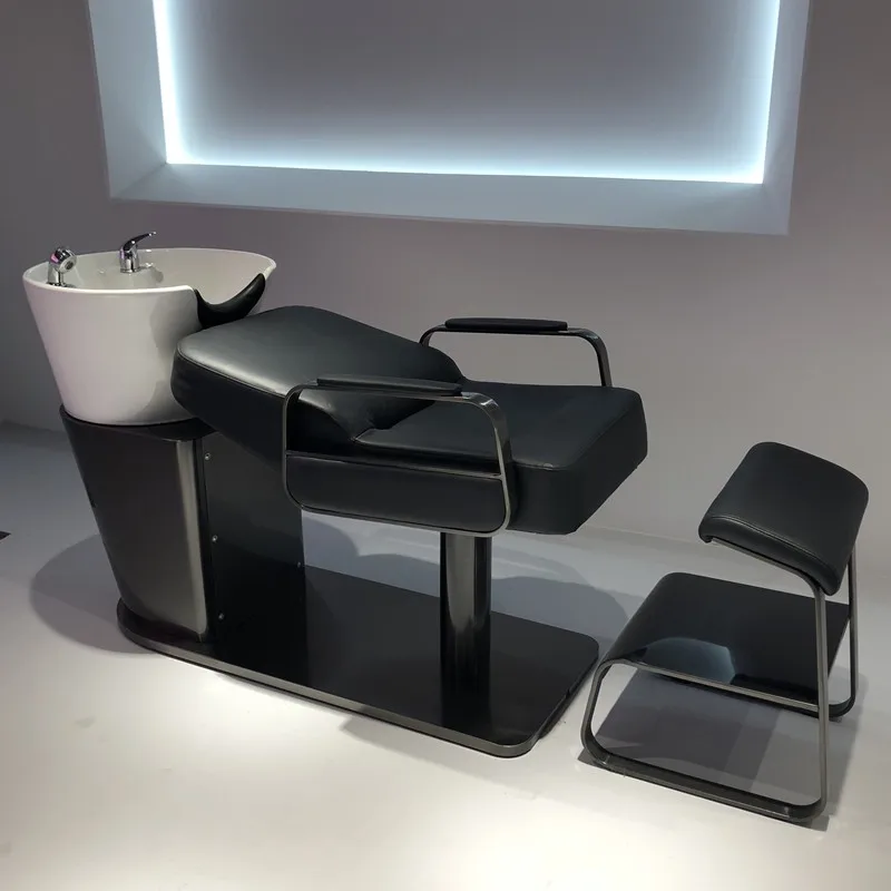 High-end Massage Shampoo Chairs Barber Shop Ergonomics Shower Hair Salon Shampoo Bed Comfort Salon Furniture Silla Barbero FYSC