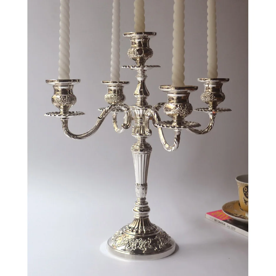 western-food-silver-candle-holder-metal-five-head-european-wax-table-hotel-home-wedding-model-room-candle-light-dinner
