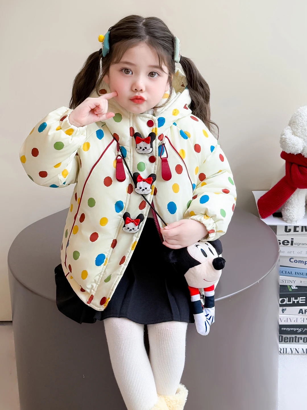 

Зимняя теплая шапка из хлопка Thiened для девочек, детская универсальная верхняя одежда, модная зимняя одежда для девочек