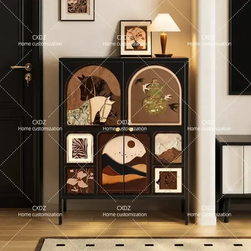 New Steel Antique Porch Cabinet Storage Chest Multi Functional Locker Side Cabinet with Adjustable Floor Height