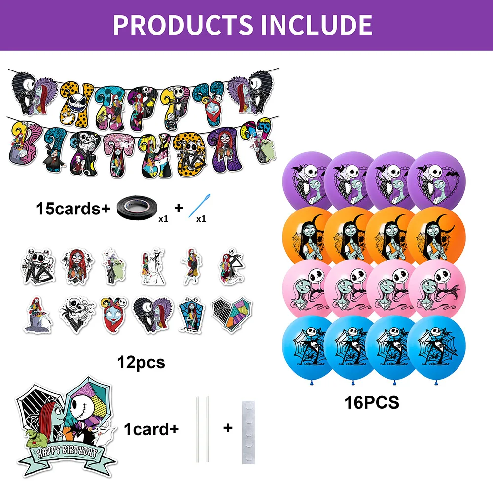 Jack en Sally thema kinderverjaardagsfeestje decoraties banner ballonnen