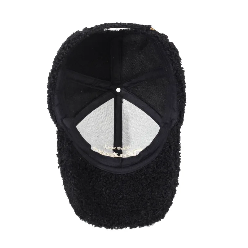 1-teilige mehrfarbige Fleece-Baseballmütze für Damen, verdickte warme Entenschnabelmütze für Herbst und Winter – Detail 6