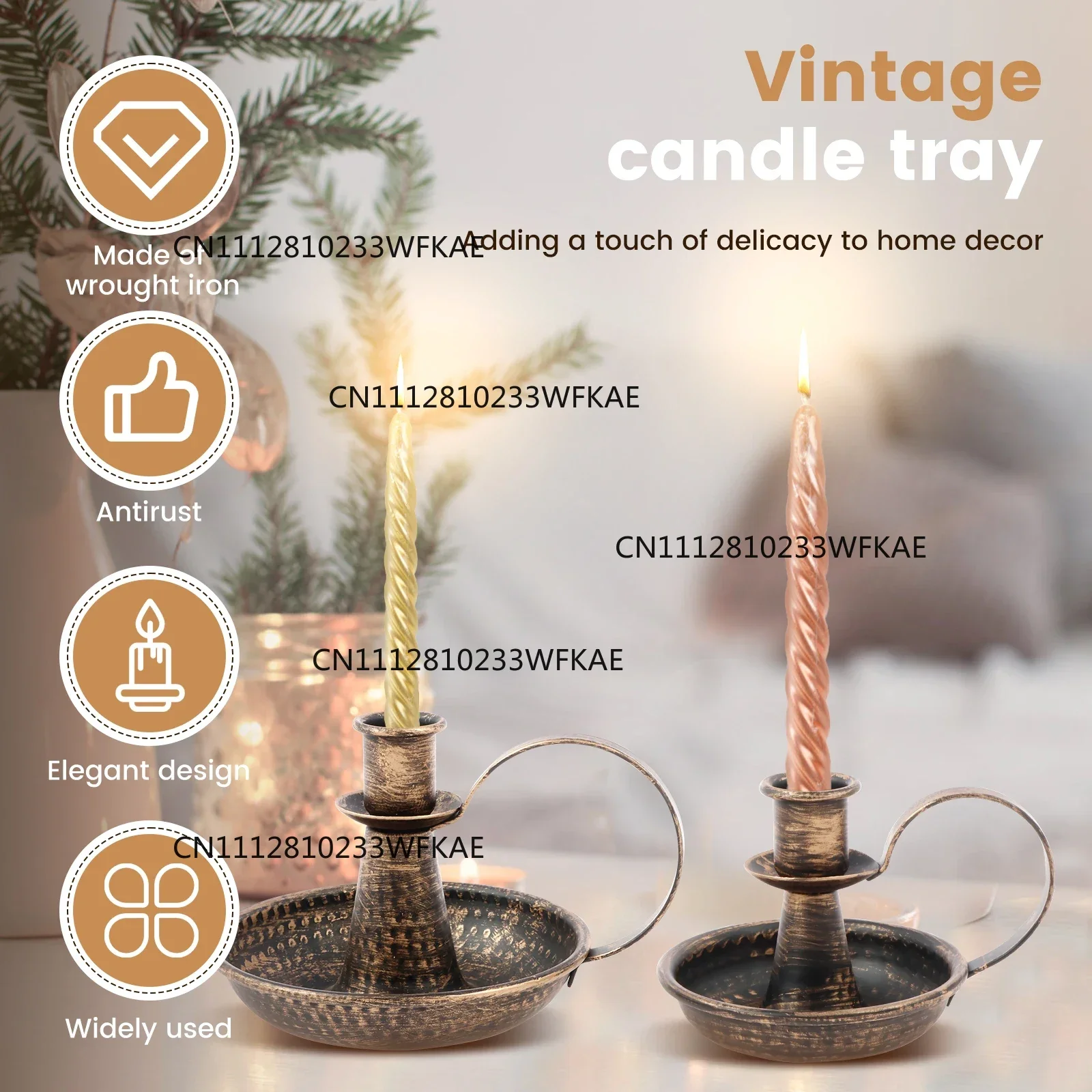 2Pcs Candle Holder Iron Taper Candle Stand with Curved Handle Retro Candlestick Holders Decorative for Home Wedding Party