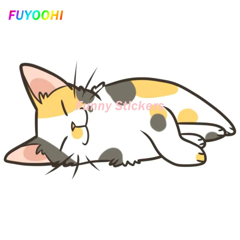 FUYOOHI Play Stickers Funny Animal Calico Kitty & Goldfish Car Sticker Vinyl Window Bumper PVC Decal Car Car Accessories