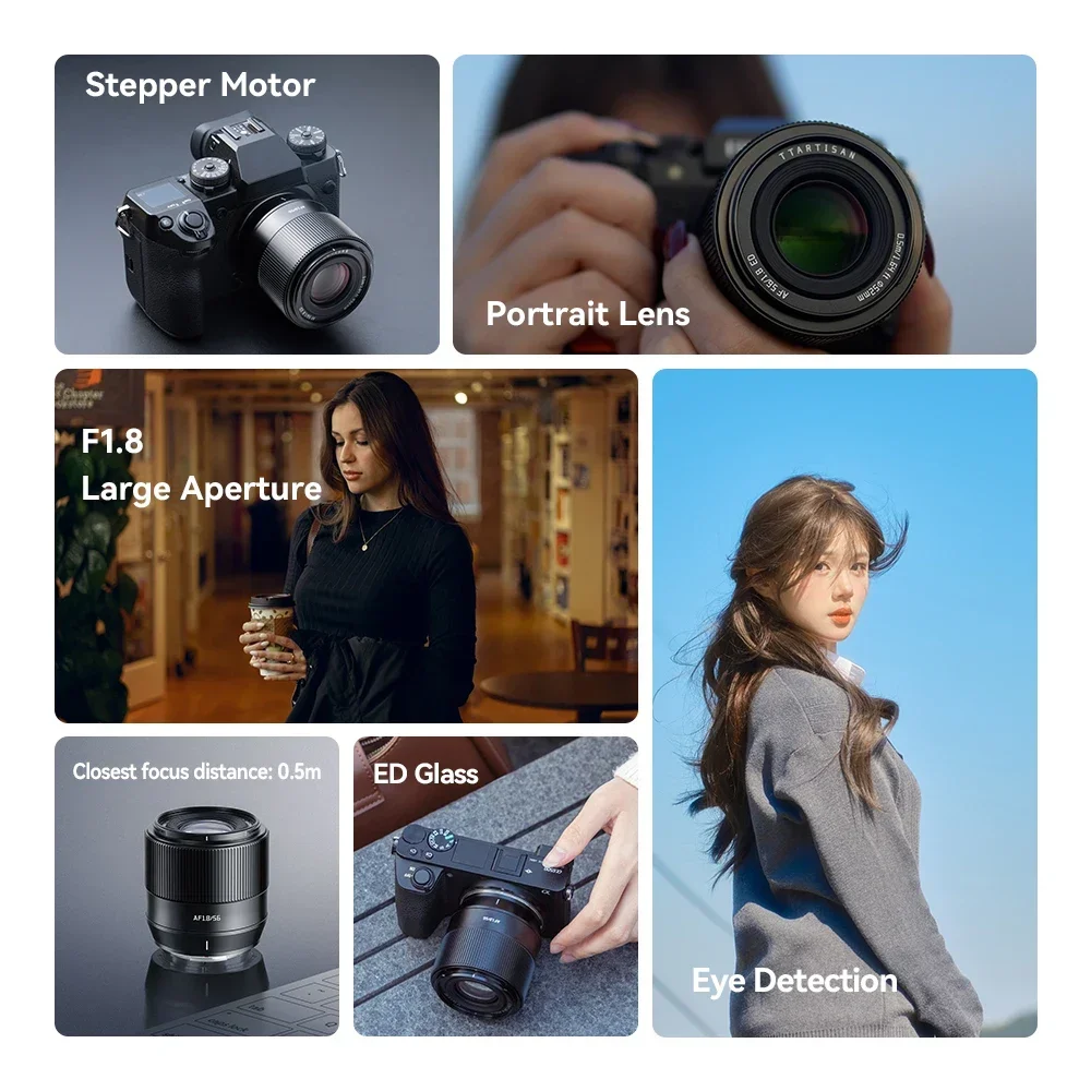 

TTArtisan Auto Focus 56mm F1.8 camera lens X E Z mount for Fujifilm XS10 XS20 X-H2s XT5 XT30 Sony a6000 zve10 a6700 Nikon zfc