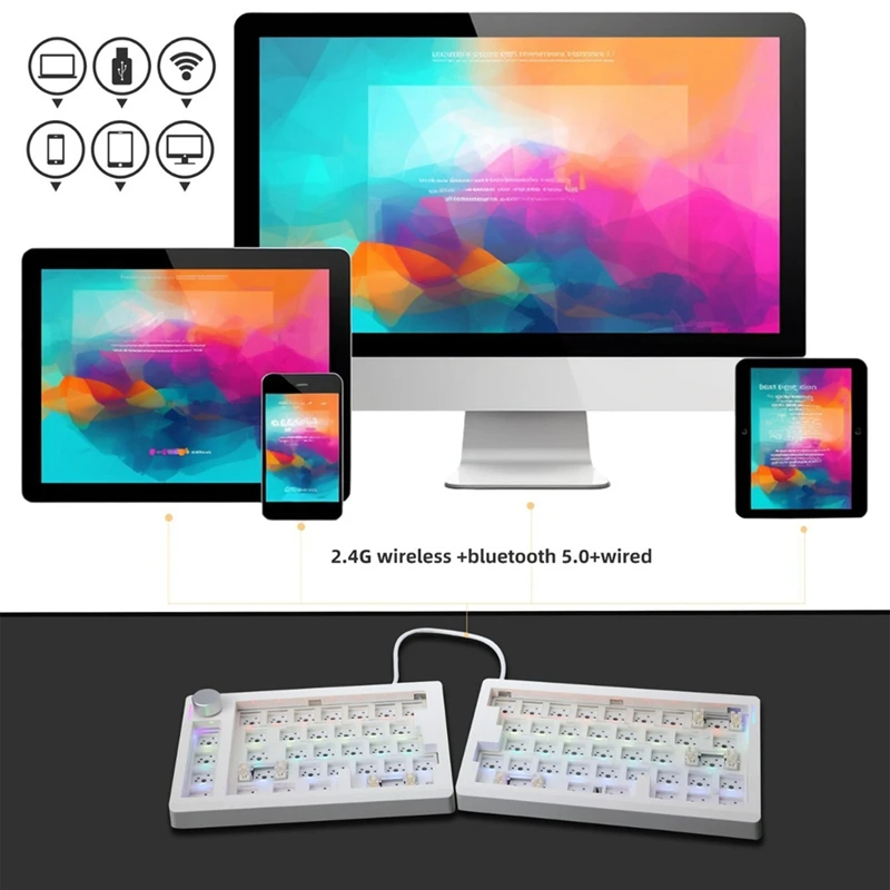 GMK70 Separate Gaming Mechanical Keyboard Kit VIA/Qmk 3-Mode Wireless Bluetooth Hot Swappable Gasket Keyboard