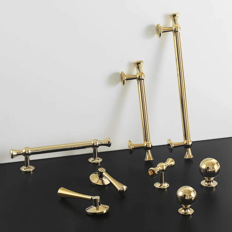 

Modern Solid Brass Cabinet Handles Spherical Decor Drawer Pulls and Knobs with Brushed Finish Sleek T-Bar Handles for Kitchen