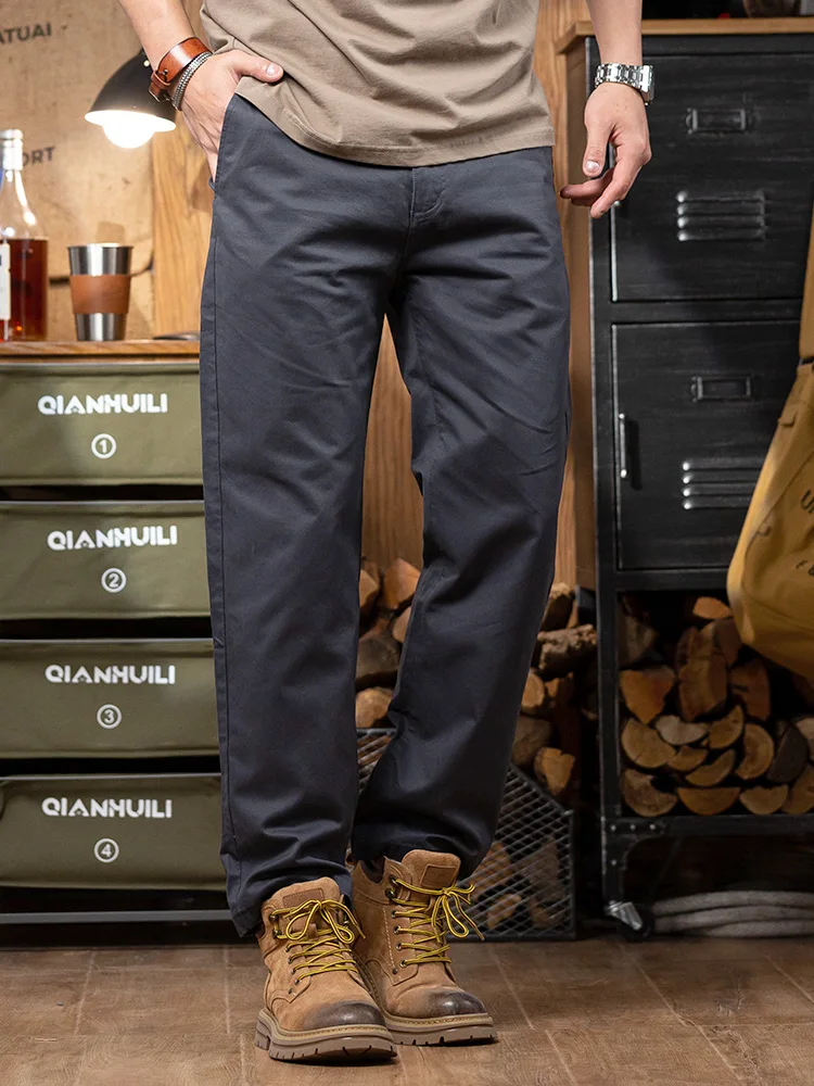

Deep ey Straight Leg Cotton Casual Pants Men's Wear Resistant Long Trousers American Retro Summer Workwear Youth Sle