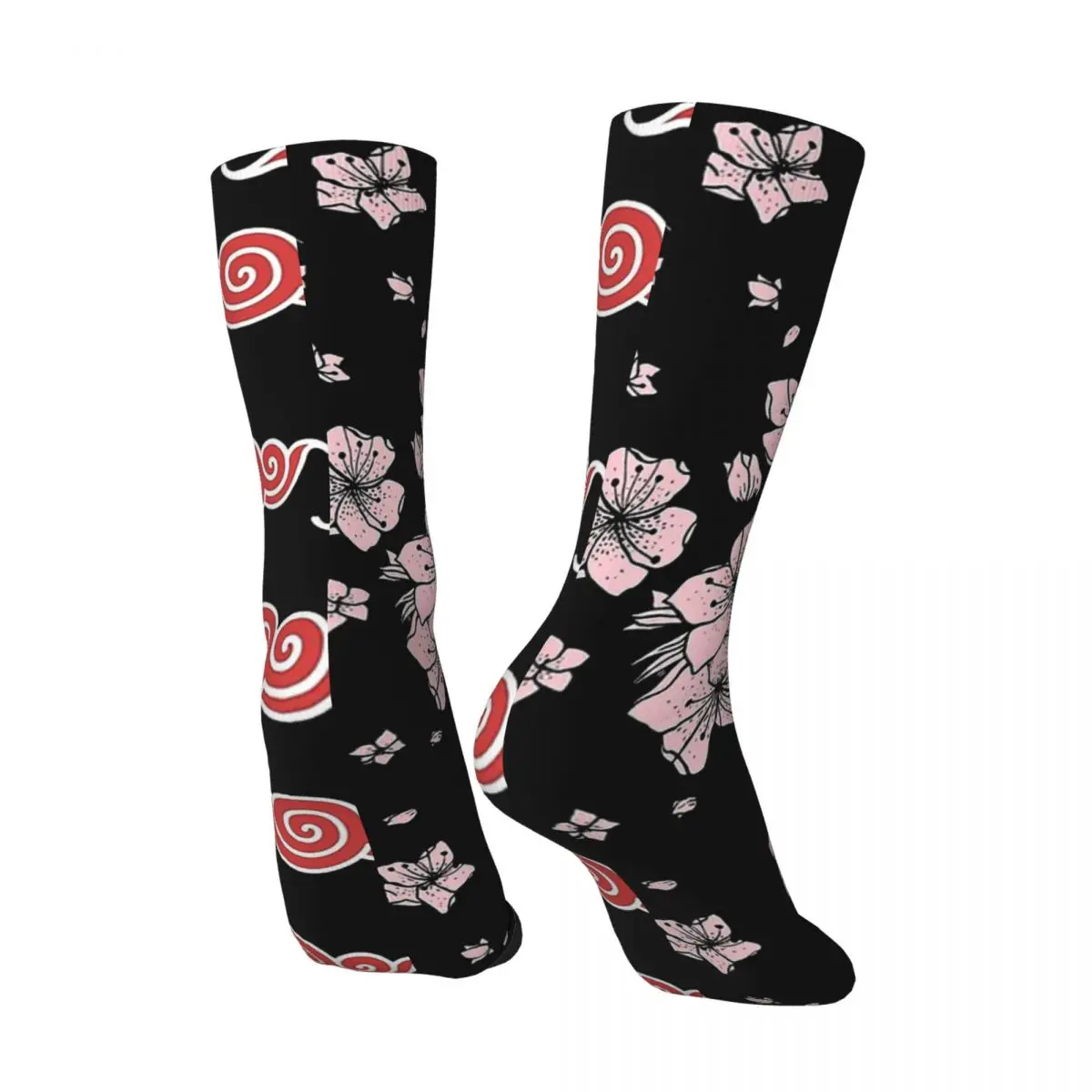 Happy Funny Men's Socks Japanese Sakura With Red Cloud Pattern Akatsuki Cloud Retro Harajuku Geometric Patterns Crew Crazy Sock