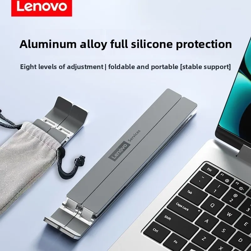 Lenovo Portable Laptop Holder Riser Computer Tablet Stand 8 Angles Adjustable Aluminum Ergonomic Mini Foldable Portable Holder