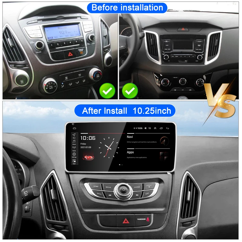 Suitable for modern Tucson 2 IX35 IX25 2009-2017 car radio multimedia video player wireless CarPlay Android 12 GPS navigation