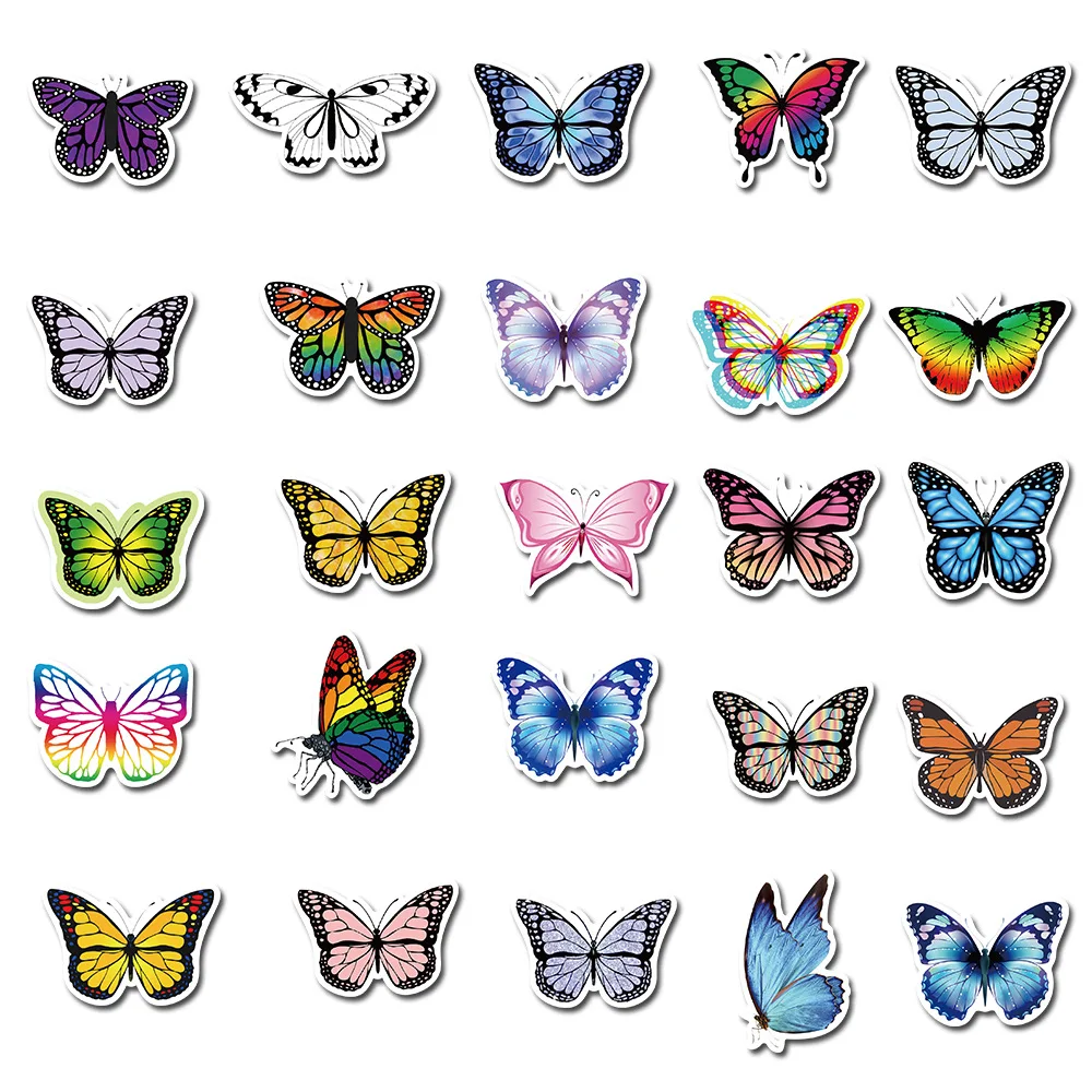 50 Pcs Butterfly Stickers|Butterfly Waterproof Vinyl Stickers for Water Bottles Cup Laptop Refrigerator Luggage Computer Mobile