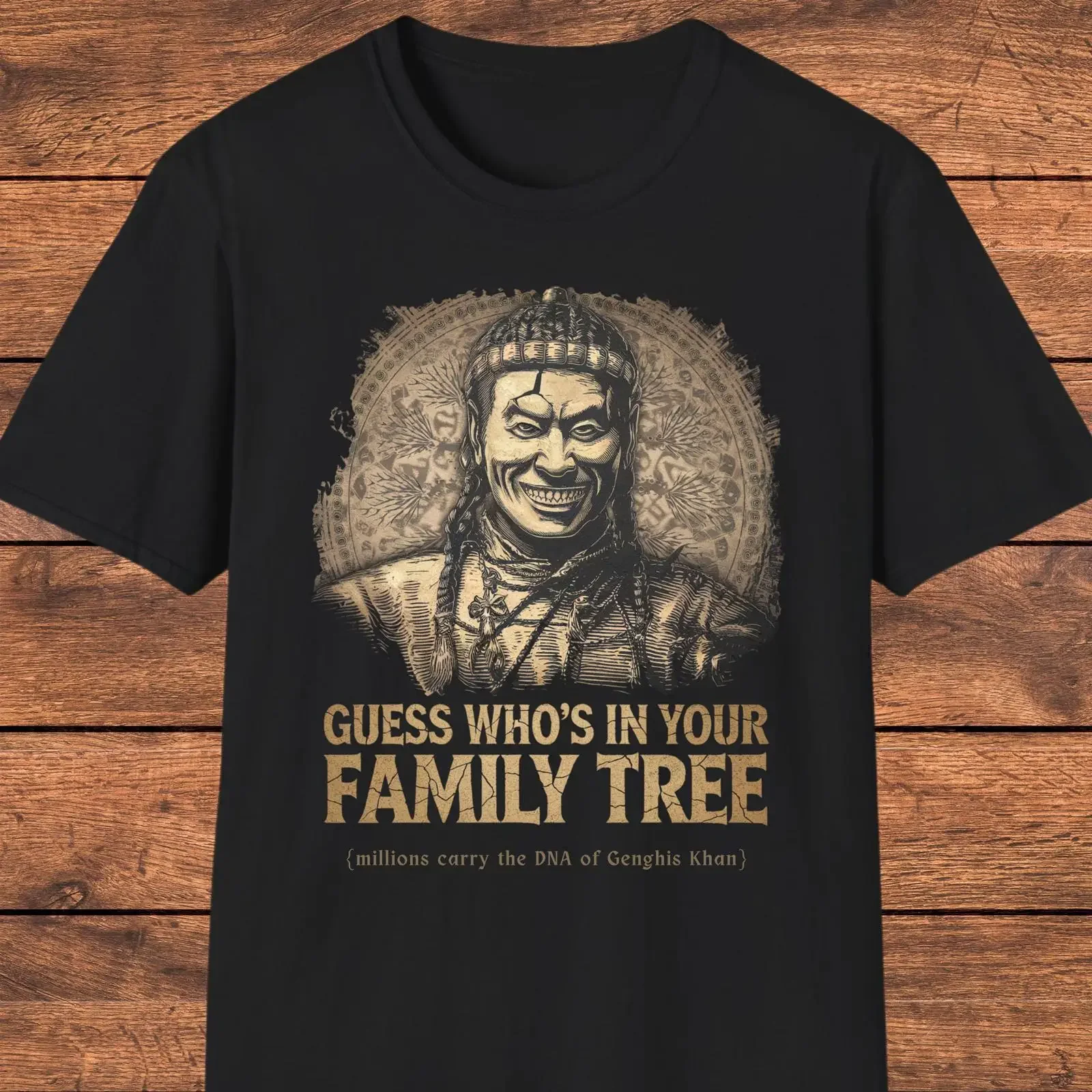 Funny Genghis Khan Family Tree T Shirt Ancestry DNA Humor History Lover Unique Genealogy vintage Washed Versatile Unisex