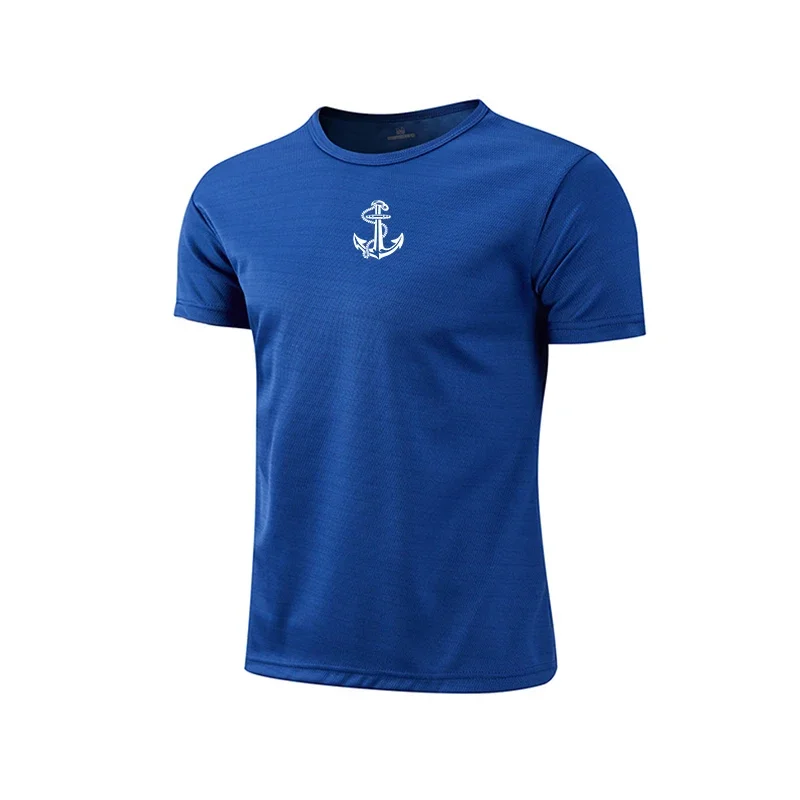 New Mens T-shirt Print Casual Exercise Short Sleeve Outdoor Gym Sports Jogging Clothing Summer Hot Sales Quick-Drying Mesh Tees