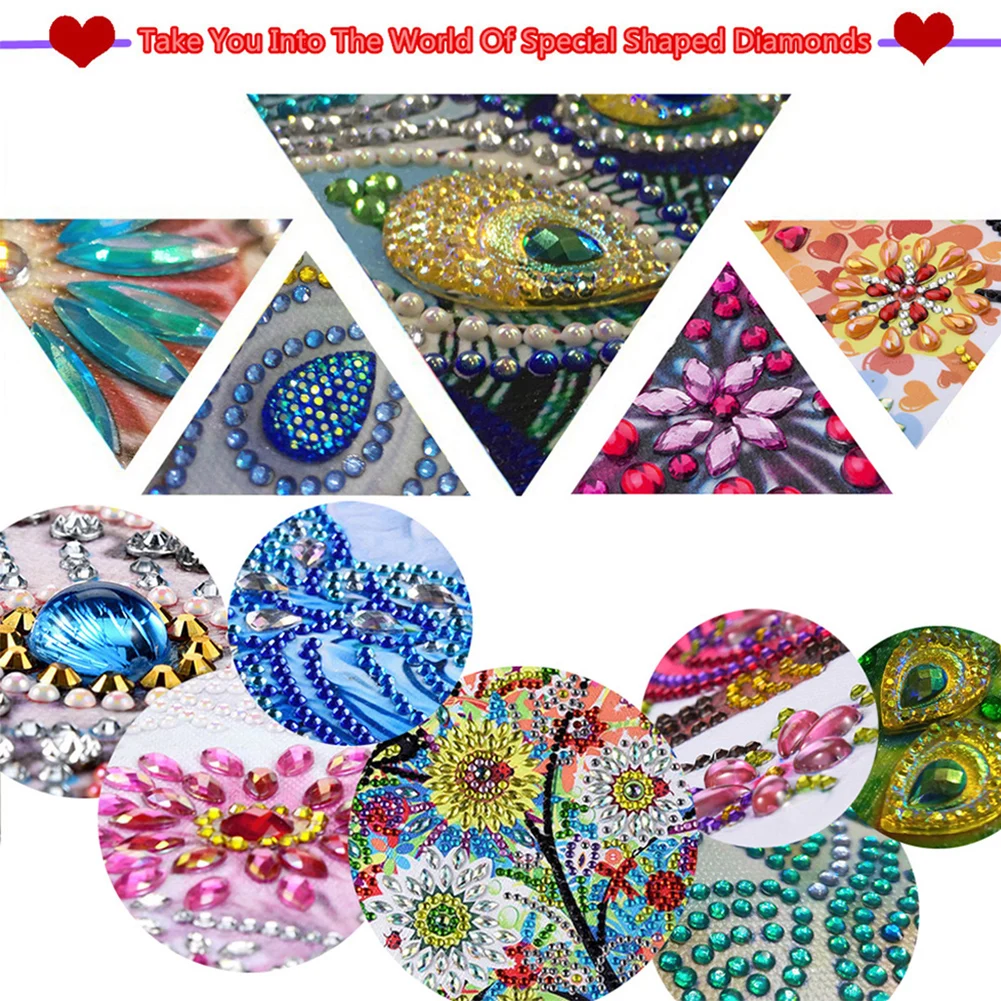 Special Shaped Flower Butterfly No Lines Rhinestone Art Hand Craft Kit 50 Pages Crystal Notepad Sketchbook for Drawing Painting
