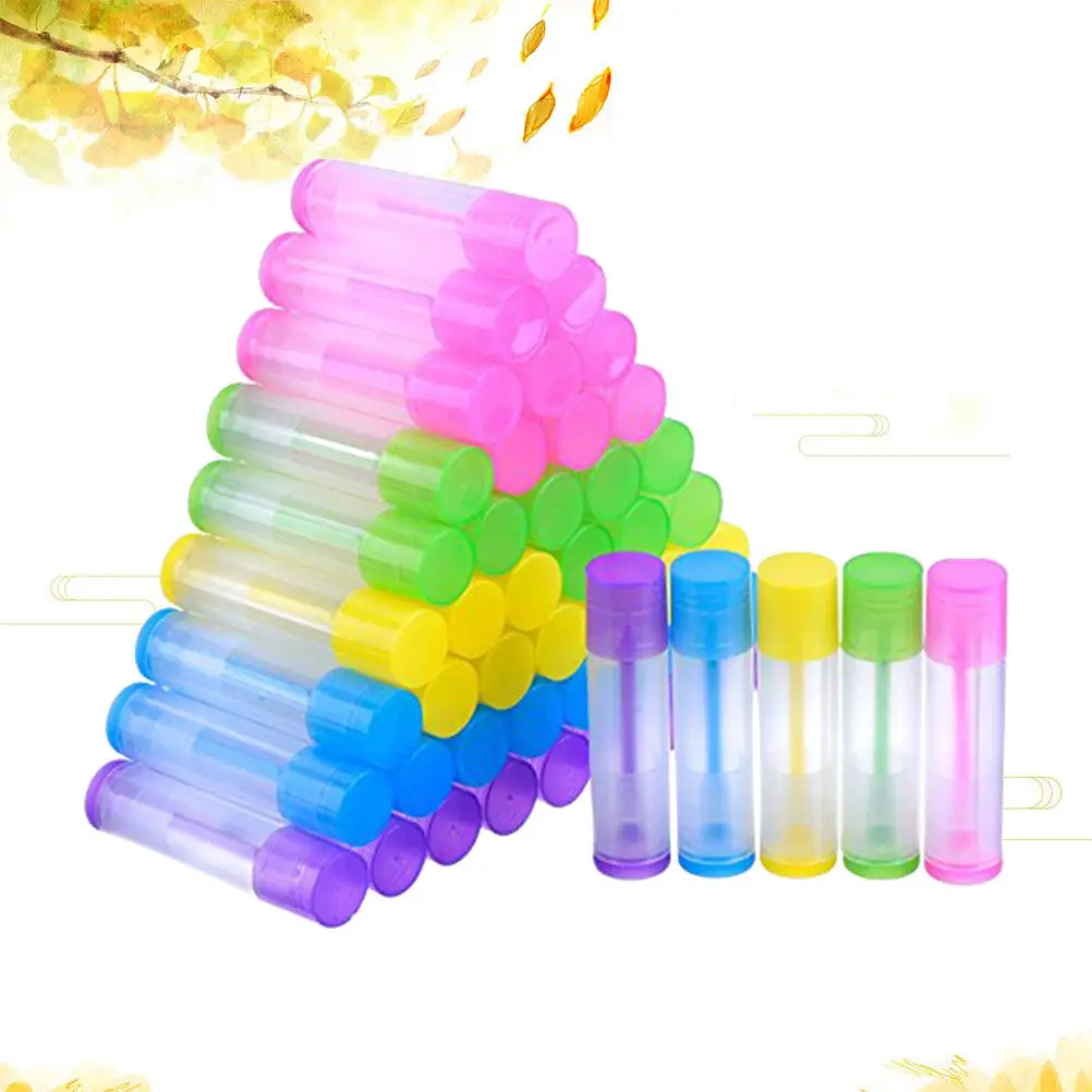 50Pcs Lip Balm Tubes Empty Lipstick Tube Clear Plastic Containers DIY Lipstick Refillable Lip Gloss Tubes for Handmade Use