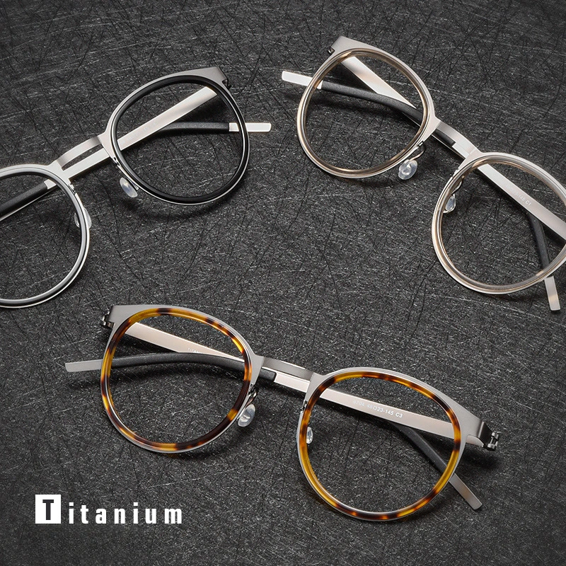 

Denmark Ultralight Retro Round Glasses Frames Classic Screwless Pure Titanium Men's Eyeglasses Frame Prescription Lenses Fashion