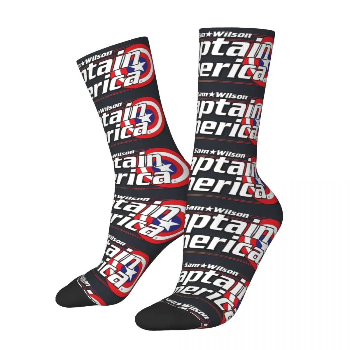 Captain Men's Socks Vintage Harajuku Disney Captain America Film Street Style Novelty Seamless Crew Sock