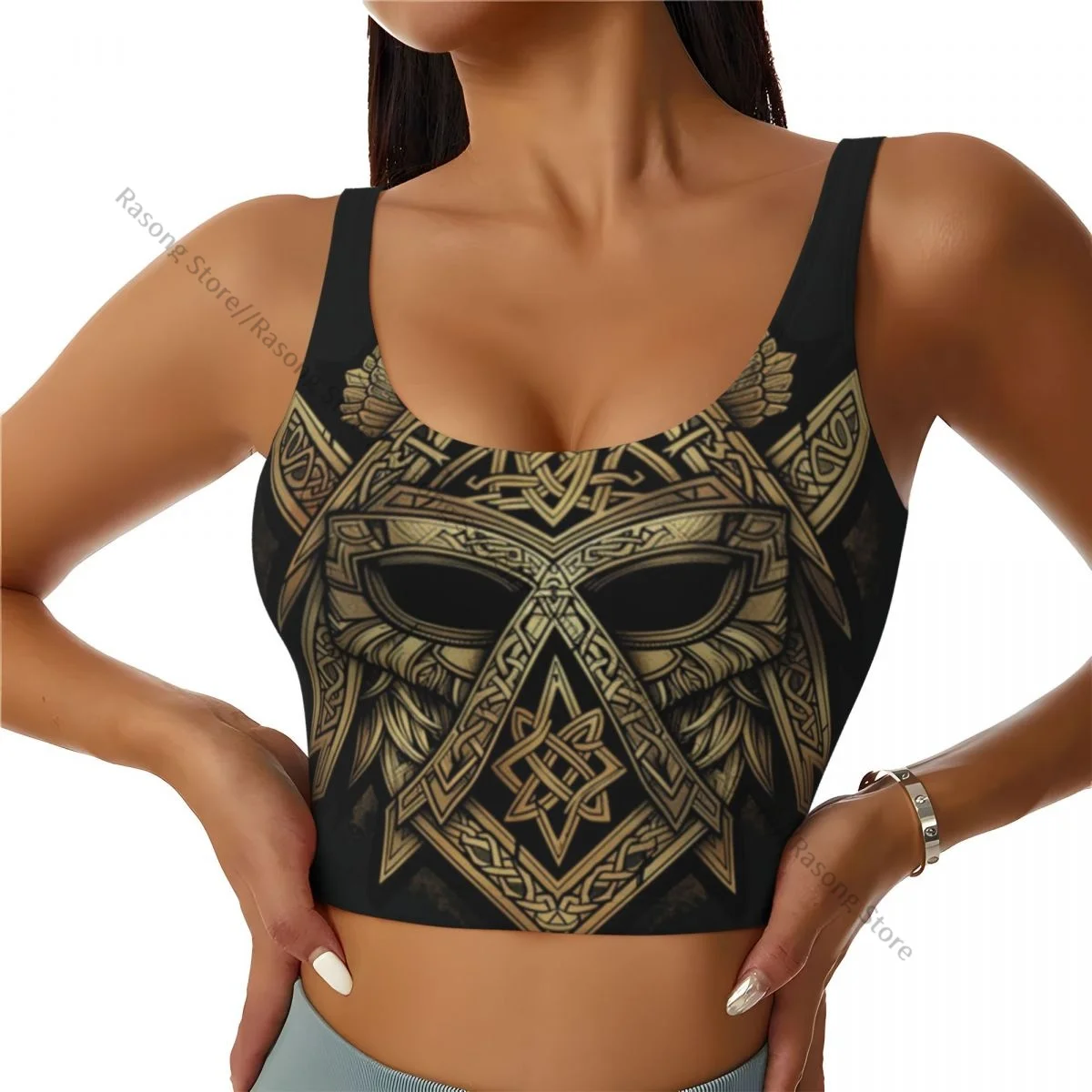 Sports Bra Women Running Yoga Clothes Vest Tribal Mask With Gothic Ornament Gathering Fitness Vest