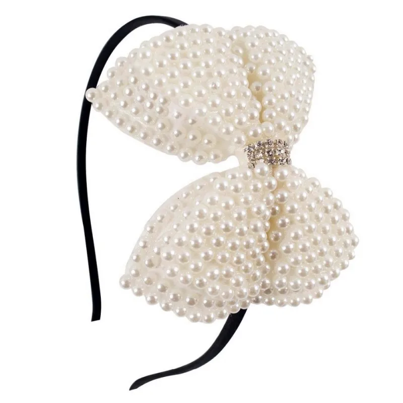 Bow Pearl Headband For Women Girls Hairband White Crystal Rhinestone Head Hoop Hair Bands Head Band Kids Hair Accessories Gift