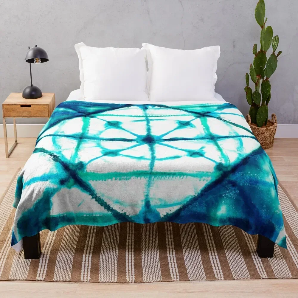 

Shibori in Ocean Blues Throw Blanket Single Retros Thin Blankets