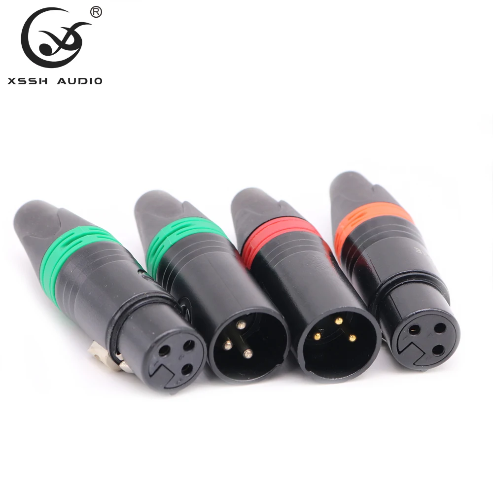 

Hi-end YIVO XSSH Audio DIY OEM ODM Microphone Plug Brass Plated Gold Plastic Shell 3 Pins Female Male XLR Jack Connector