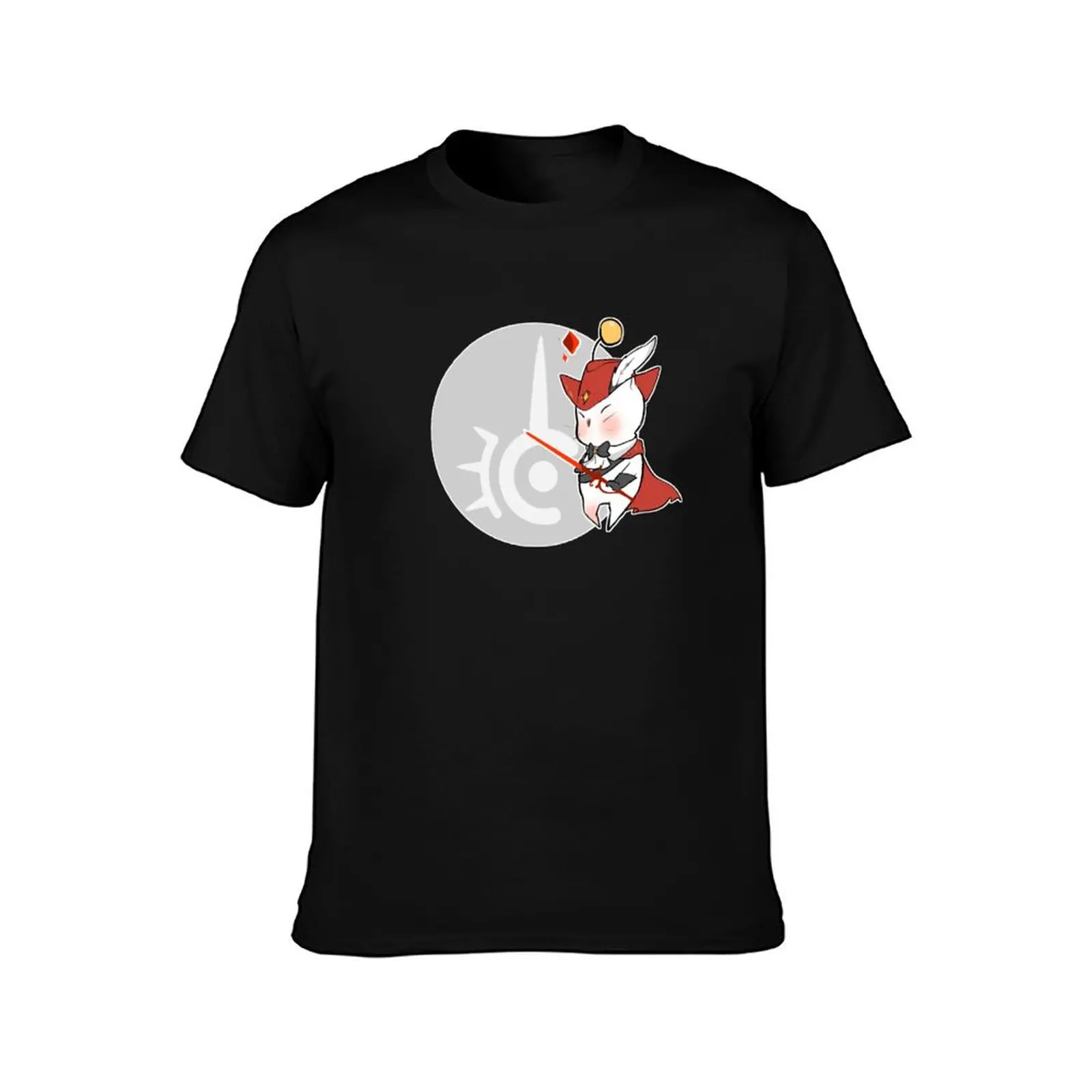 RED MAGE MOOGLE FFXIV T-Shirt Large Size Basic Casual T-Shirt