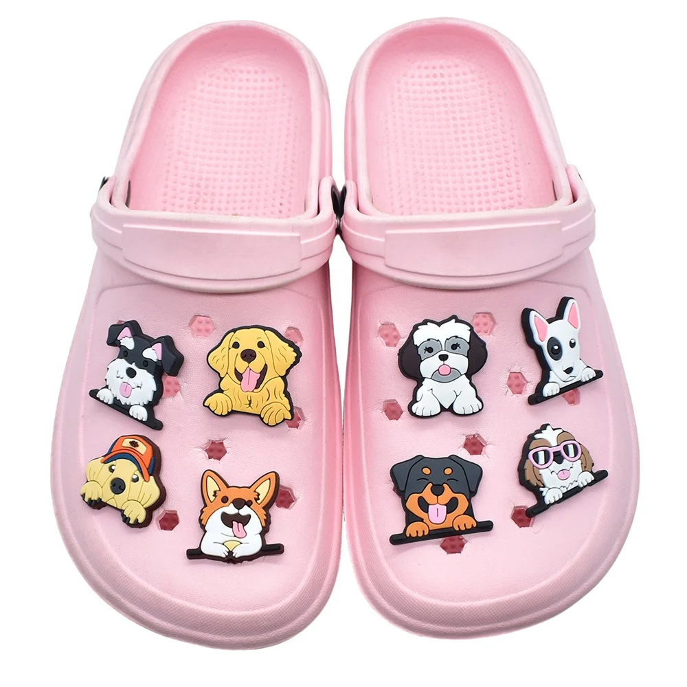 16-21pcs Dog Shoe Charms For Bubble Slides Clogs Sandals,PVC Shoe Decorations Accessories Buckle For Christmas Birthday Gift